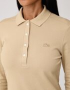 Lacoste блуза с дълги ръкави дамска от памук с еластан бежова PF5464