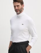 Lacoste Памучна блуза с дълги ръкави в бяло с изчистен дизайн UH2828