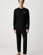Lacoste пижама от две части мъжка от памук с еластан черна 4H0924