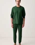 Lacoste пижама от две части мъжка от памук с еластан зелена 4H9147