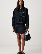 Lacoste риза дамска от деним тъмносиня с изчистена шарка CF8406