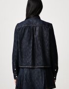 Lacoste риза дамска от деним тъмносиня с изчистена шарка CF8406