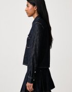 Lacoste риза дамска от деним тъмносиня с изчистена шарка CF8406