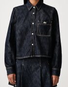 Lacoste риза дамска от деним тъмносиня с изчистена шарка CF8406
