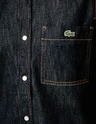 Lacoste риза дамска от деним тъмносиня с изчистена шарка CF8406