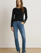 Lauren Ralph Lauren блуза с дълги ръкави дамска с памук черна 200680399