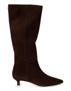 Lauren Ralph Lauren ботуши под коляното с тънък ток дамски от велур Frncsa Tl Hl кафяви 802P15726002
