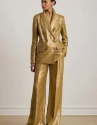 Lauren Ralph Lauren панталон дамски златен с висока талия 200B24599