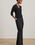 Lauren Ralph Lauren прав панталон дамски черен с висока талия 200P03582
