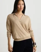 Lauren Ralph Lauren пуловер дамски с памук кафяв 200P14056