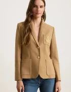 Lauren Ralph Lauren сако с едноредно закопчаване дамско от памук с еластан кафяво 200797305