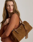 Lauren Ralph Lauren шопинг чанта дамска от велур кафява 431P11777