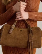 Lauren Ralph Lauren шопинг чанта дамска от велур кафява 431P11777