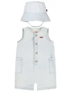 Levi's Бебешки памучен къс гащеризон LVB DENIM ROMPER & BUCKET HAT