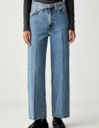 Levi's дънки wide leg дамски RIBCAGE WL BELTED сини 005LK
