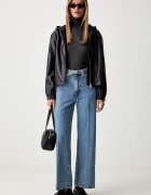Levi's дънки wide leg дамски RIBCAGE WL BELTED сини 005LK