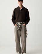 Levi's пуловер мъжки с добавена вълна LIGHTWEIGHT HM QUARTER ZIP кафяв 0058U