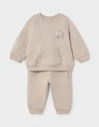 Mayoral Newborn спортен комплект анцуг за бебе от памук бежов 2607