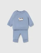 Mayoral Newborn спортен комплект анцуг за бебе от памук с еластан син 2664