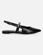 MICHAEL Michael Kors Кожени балеринки Dina Flex Sling Flat в черно с отворена пета 40R6DIFP2L.001