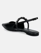 MICHAEL Michael Kors Кожени балеринки Dina Flex Sling Flat в черно с отворена пета 40R6DIFP2L.001