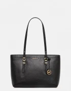 MICHAEL Michael Kors шопинг чанта дамска от кожа QUINN черна 30T5GQNT2L