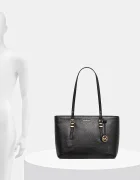 MICHAEL Michael Kors шопинг чанта дамска от кожа QUINN черна 30T5GQNT2L