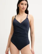 MICHAEL Michael Kors Цял бански LOGO TRIM SURPLICE ONE PIECE в червено с леко подплатени чашки MM7M759