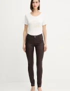 Morgan панталон slim fit дамски с памук кафяв с ниска талия PALAO