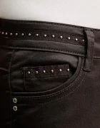 Morgan панталон slim fit дамски с памук кафяв с ниска талия PALAO