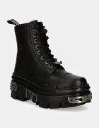 New Rock Кожени кубинки CRUST NEGRO + REACTOR NEGRO в черно с платформа M-WALL083CCT-S12