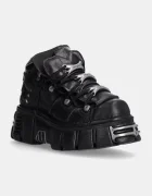 New Rock Кожени маратонки Itali Negro + Nomada Negro + Tower Negro Acero в черно M-106-S1