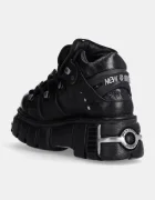 New Rock Кожени маратонки Itali Negro + Nomada Negro + Tower Negro Acero в черно M-106-S1