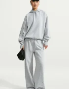 Nike Sportswear суичър с качулка дамски с памук Studio Fleece сив IX7043.012