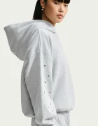 Nike Sportswear суичър с качулка дамски с памук Studio Fleece сив IX7043.012