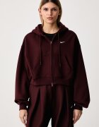 Nike Sportswear суичър с цип и качулка дамски с памук Studio Fleece кафяв IM8499.658
