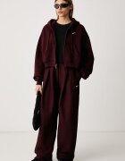 Nike Sportswear суичър с цип и качулка дамски с памук Studio Fleece кафяв IM8499.658