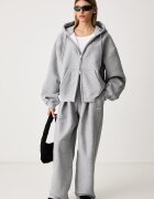 Nike Sportswear суичър с цип и качулка дамски с памук Studio Fleece сив IQ6798.063