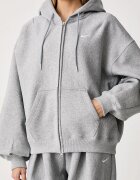 Nike Sportswear суичър с цип и качулка дамски с памук Studio Fleece сив IQ6798.063