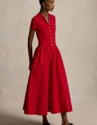 Polo Ralph Lauren разкроена рокля от памук с еластан червена 211B17443