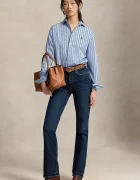 Polo Ralph Lauren риза дамска от памук синя на райе 211910743