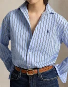 Polo Ralph Lauren риза дамска от памук синя на райе 211910743
