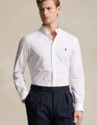Polo Ralph Lauren Риза мъжка в бяло с кройка по тялото с яка с копче