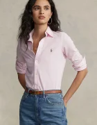 Polo Ralph Lauren риза тип Оксфорд дамска от памук розова с изчистена шарка