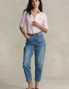 Polo Ralph Lauren риза тип Оксфорд дамска от памук розова с изчистена шарка