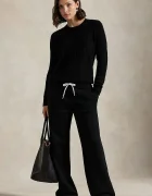 Polo Ralph Lauren спортен панталон дамски с памук черен с висока талия 211977959