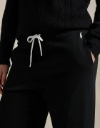 Polo Ralph Lauren спортен панталон дамски с памук черен с висока талия 211977959