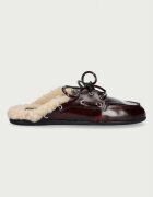 posa пантофи дамски от кожа Boat Loafer Mule бордо PW104.501