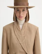 RUSLAN BAGINSKIY Капела Monogram-embellished Canotier Hat в кафяво CNT037-F-3CHA-9P-MRB