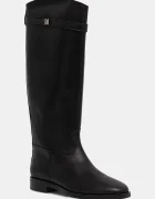 Steve Madden Кожени ботуши Novi в черно с равна подметка 11004728